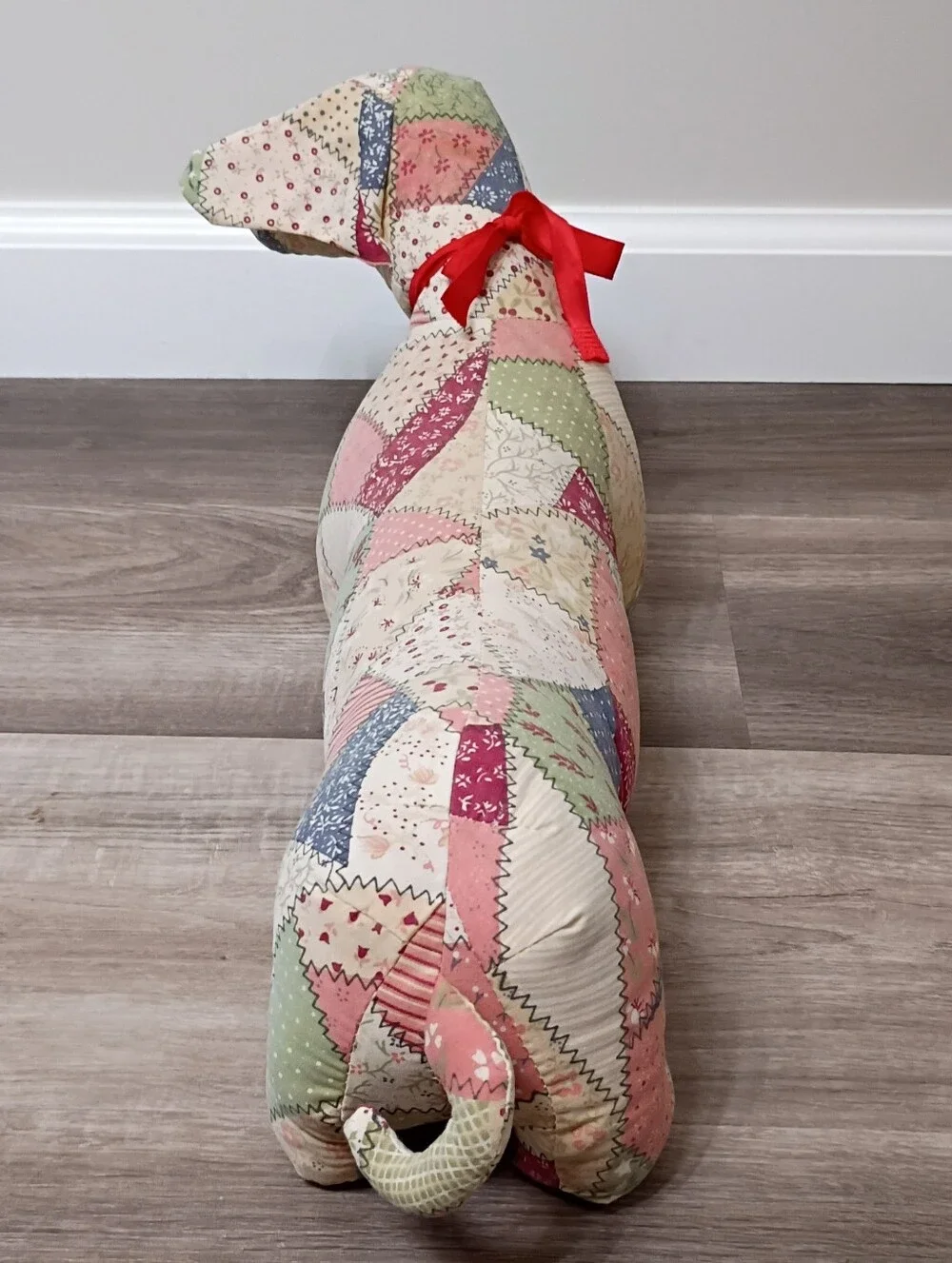 Vintage Multicolor Floral Patchwork Granny Quilt Weiner‎ Dog Plush Decorative